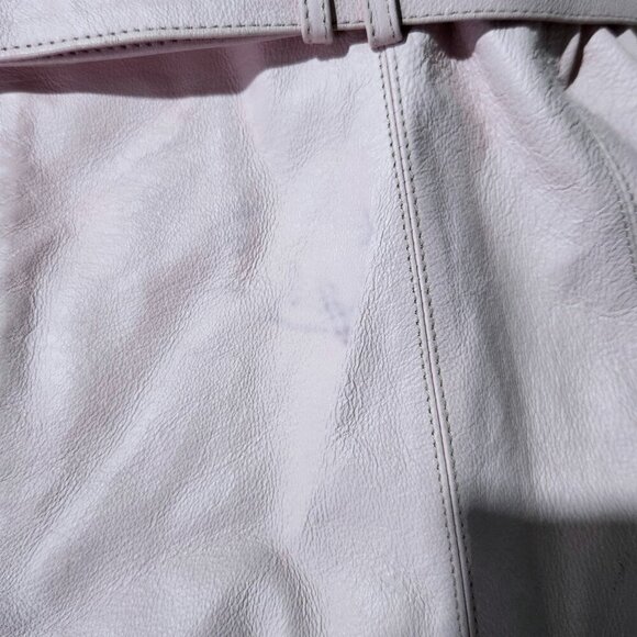 Oscar Leopold Leather Jacket Womens XXL Light Pink Belted Lined Short Jacket - Picture 6 of 9